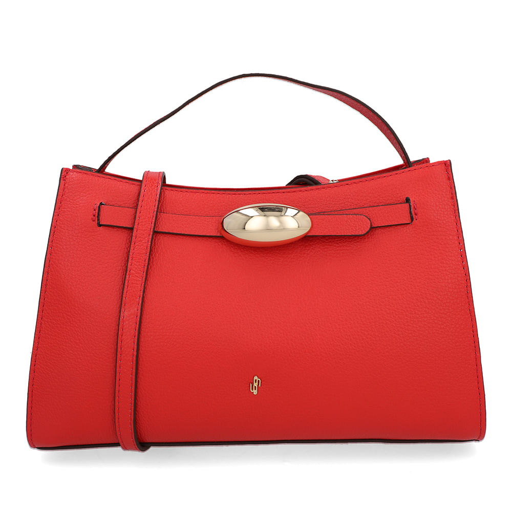 Bolsa Tote Couro Vermelha Enfeite