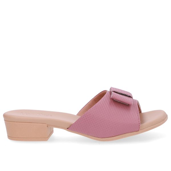 Tamanco Salto Bloco Couro Rosa 40