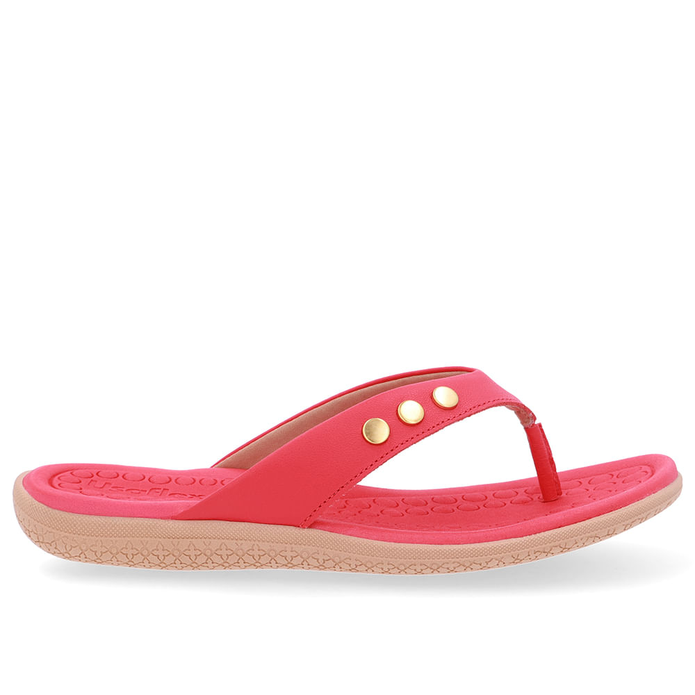 Chinelo Rasteiro Couro Vermelho