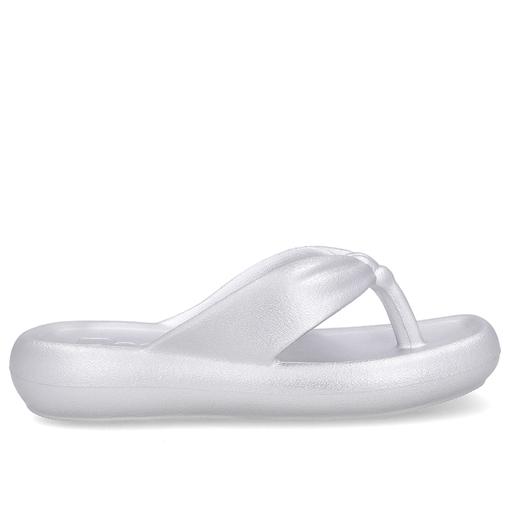 Chinelo Prata Poofy Bico Quadrado Eva