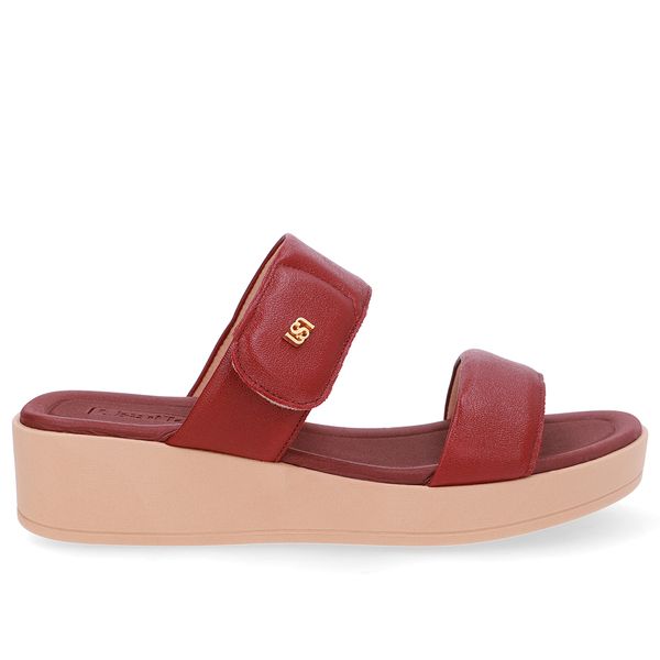 Tamanco Plataforma Couro Vermelho Fecho-Flex 39