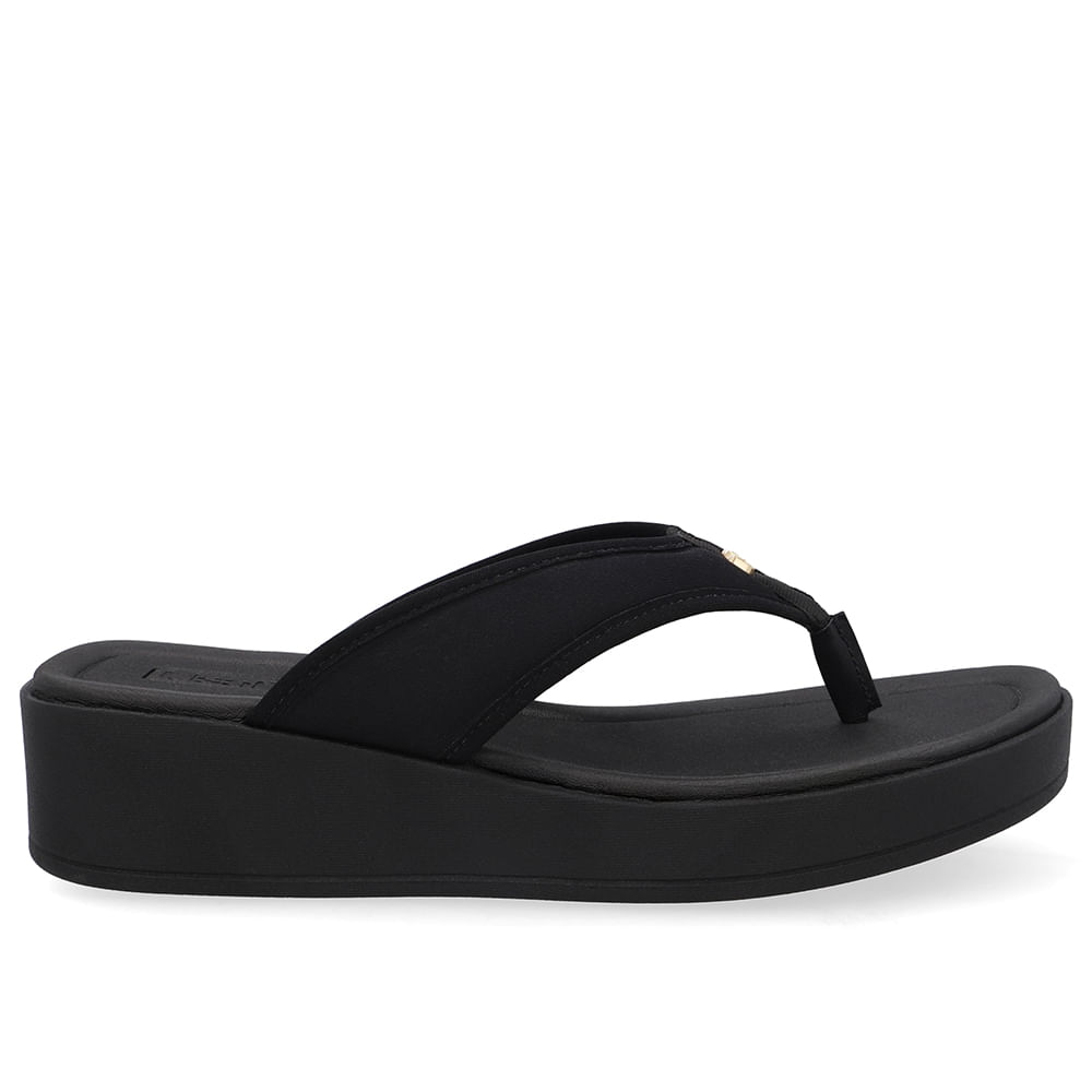 Chinelo Salto Plataforma Tecido Preto