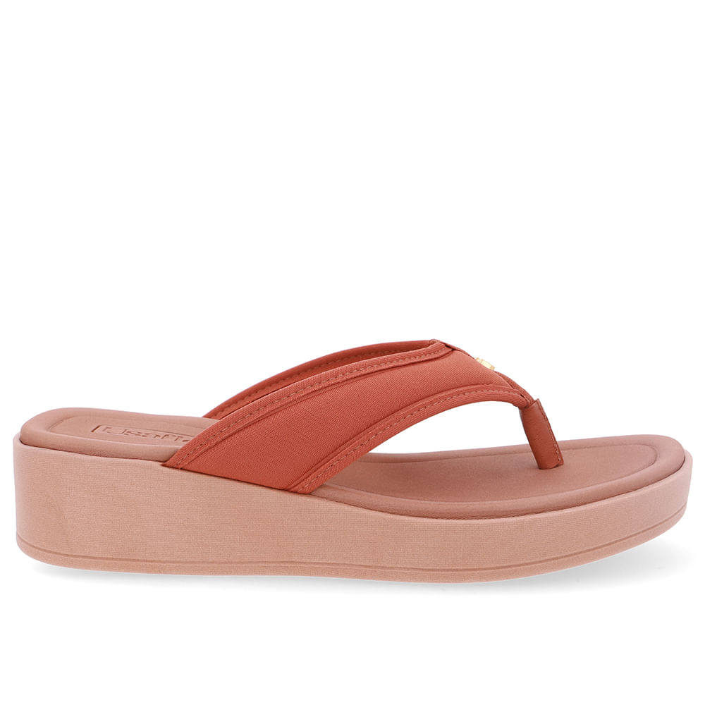 Chinelo Salto Plataforma Tecido Marrom