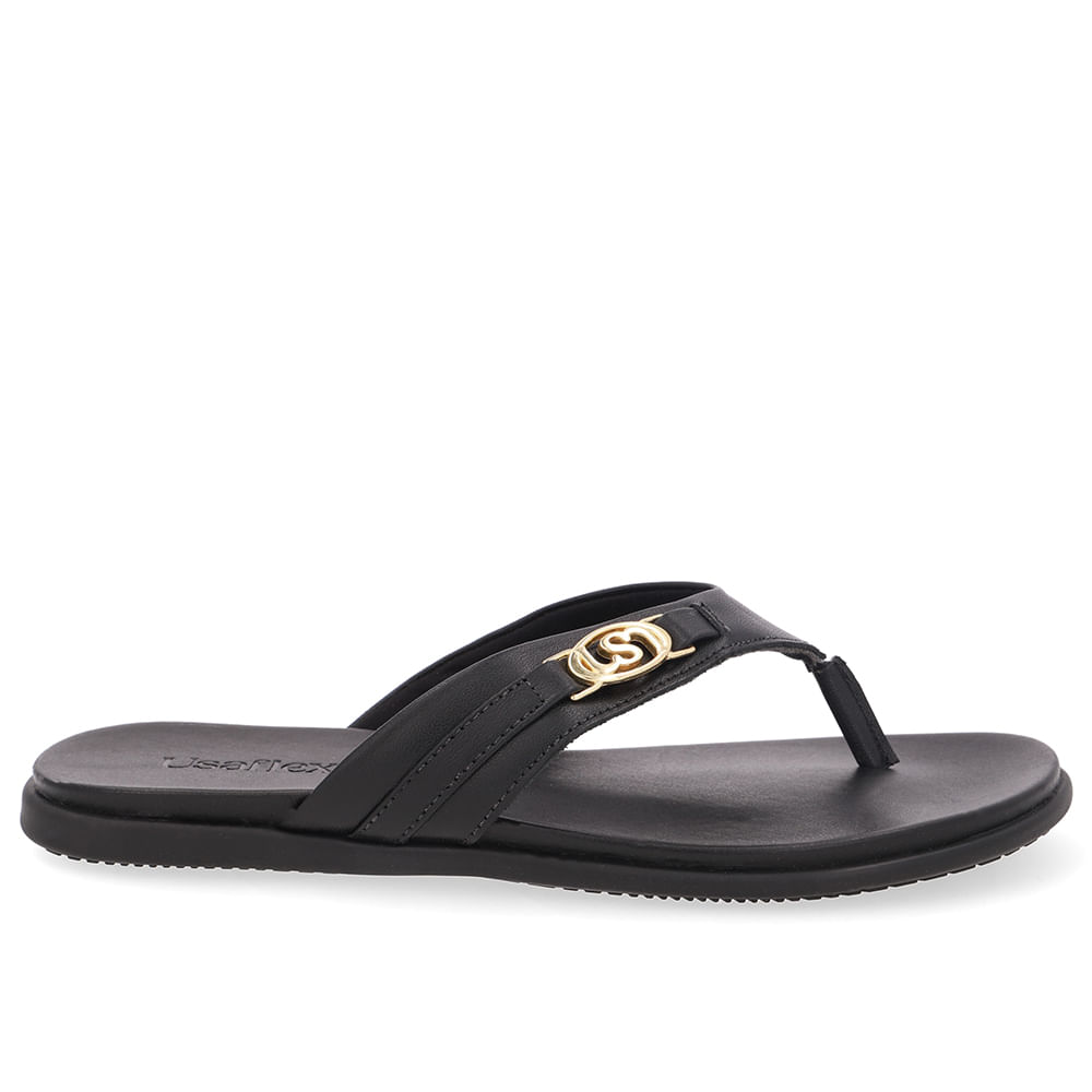 Chinelo Tira Couro Preto Monograma