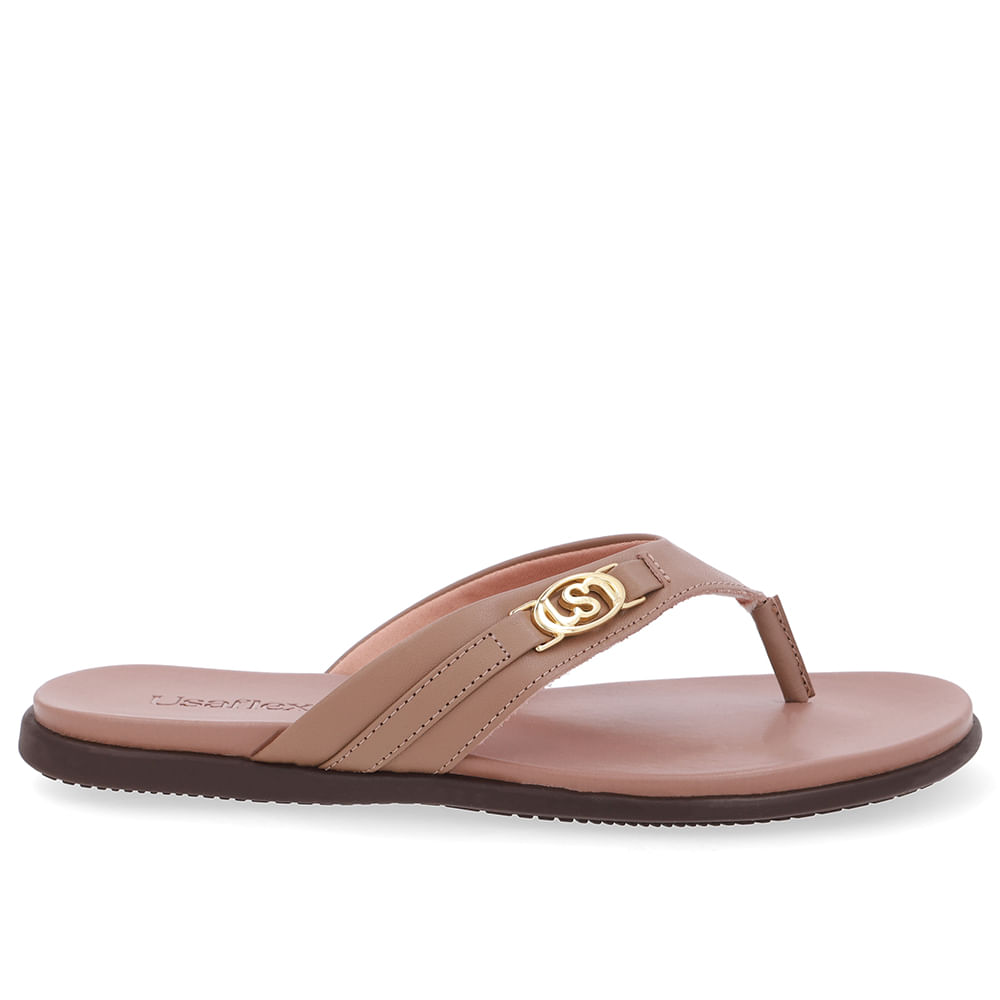 Chinelo Tira Couro Marrom Monograma