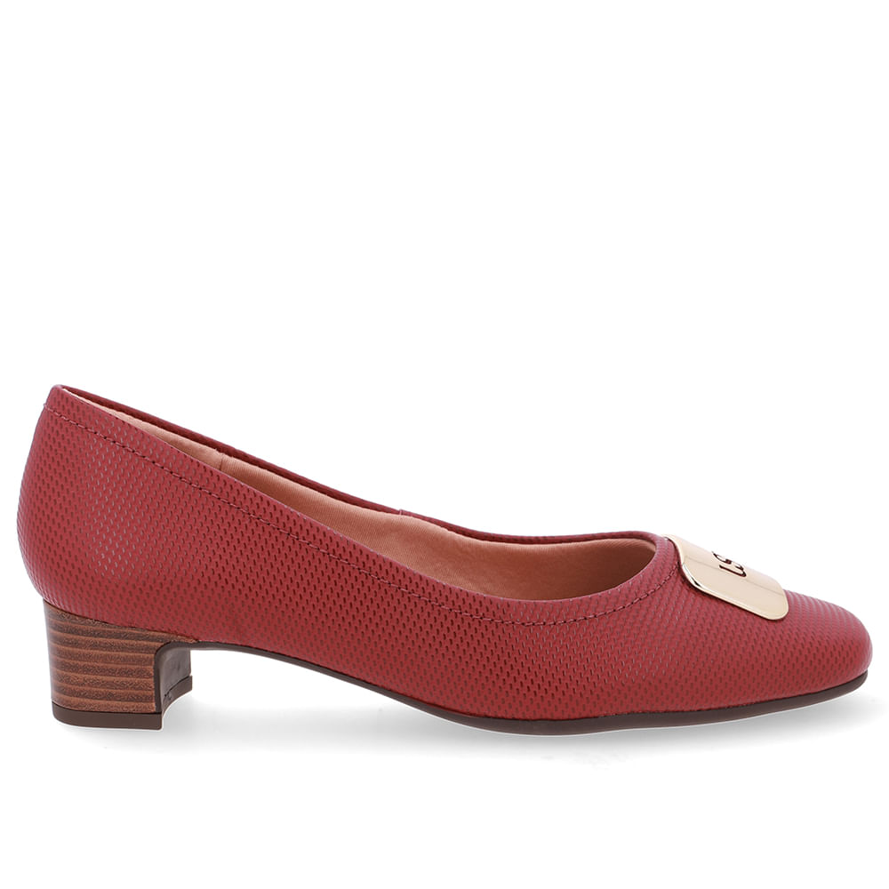Scarpin Couro Vermelho Bico Quadrado
