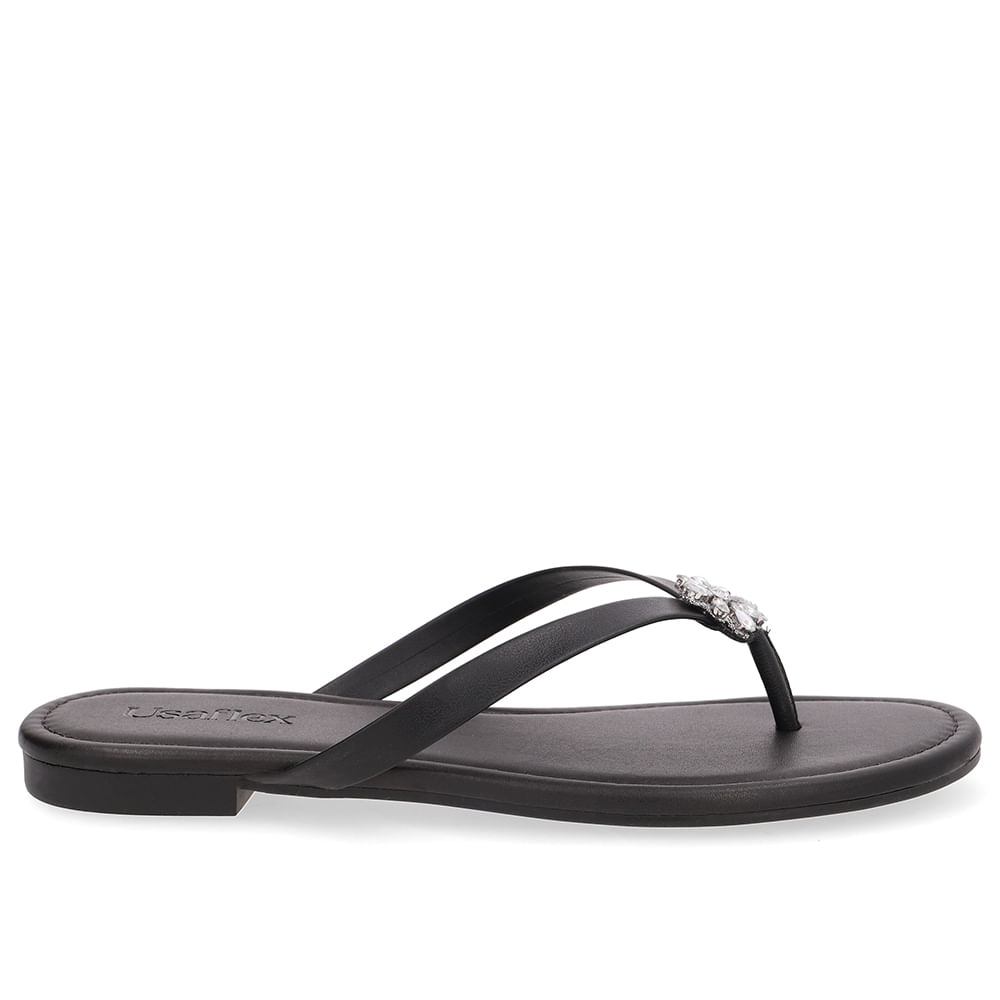 Chinelo Rasteiro Couro Preto