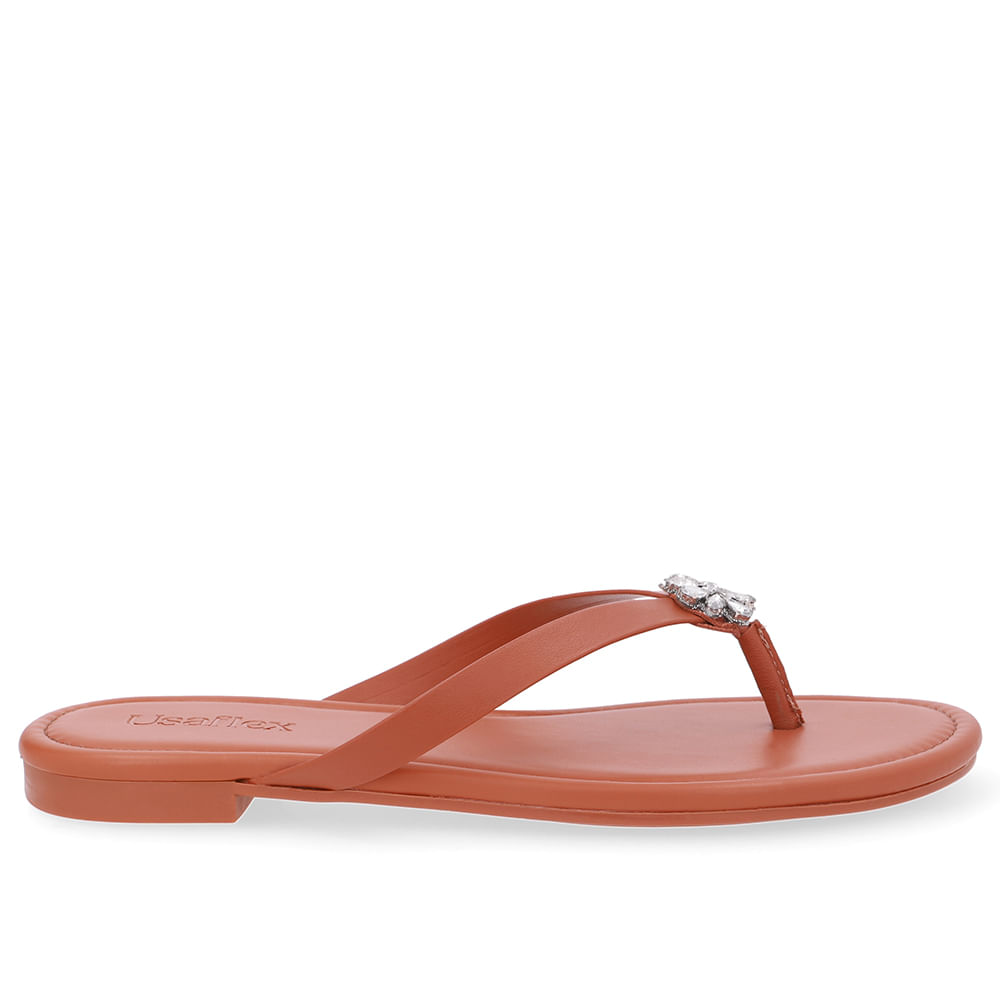 Chinelo Rasteiro Couro Marrom