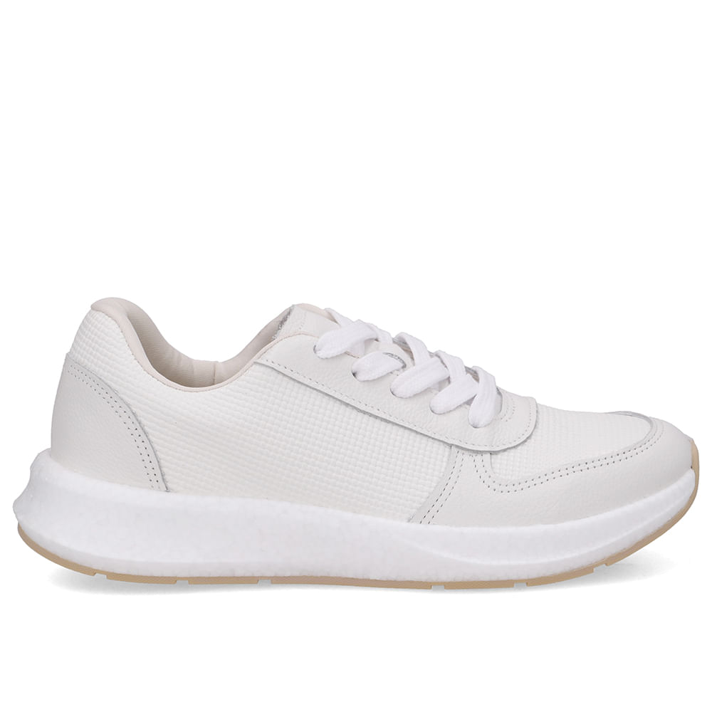 Tênis Couro Branco Casual Cadarço