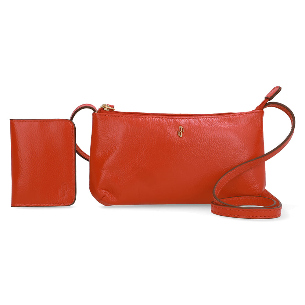 Combo Bolsa Tiracolo e Porta Cartão Vermelha
