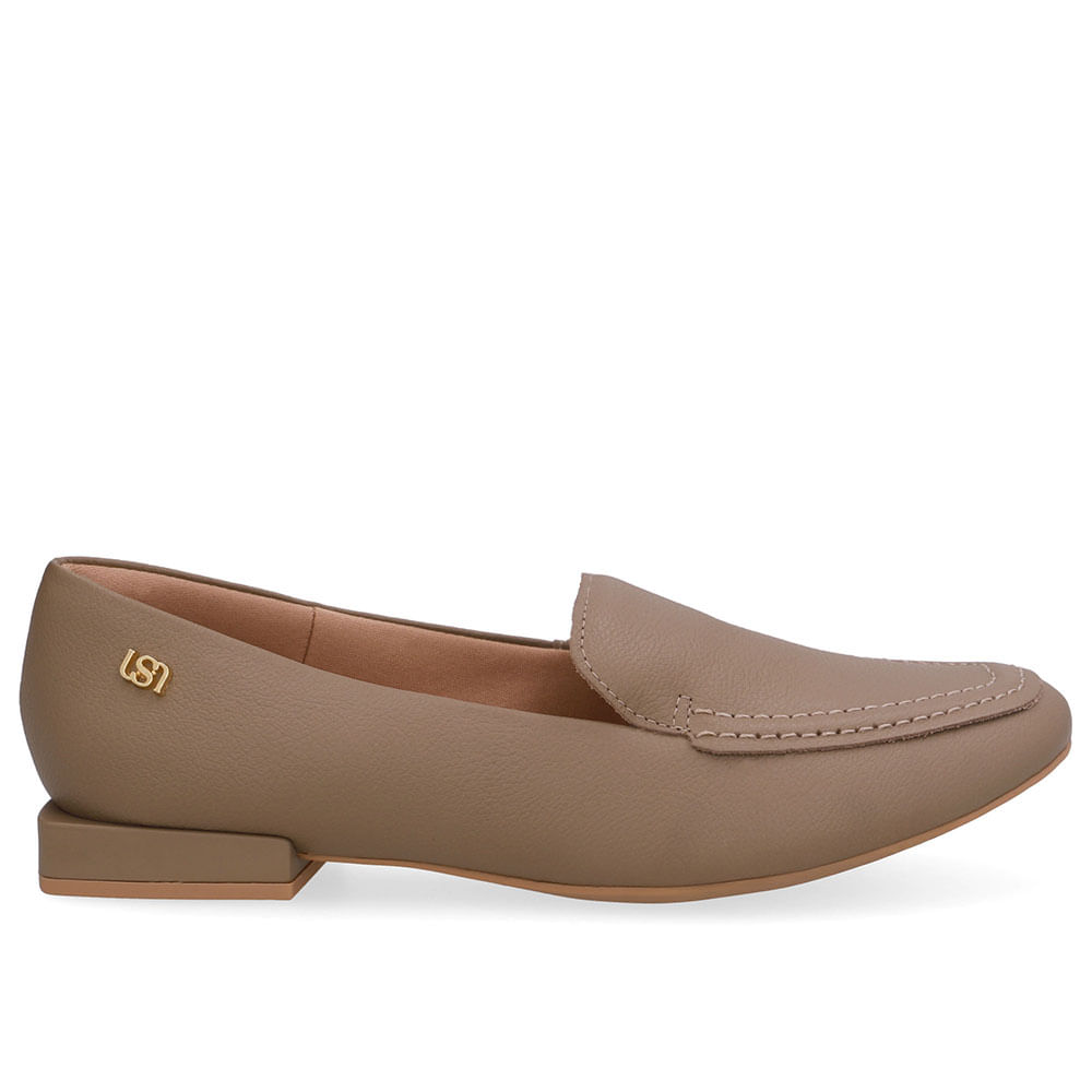 Loafer Marrom Couro Salto Bloco