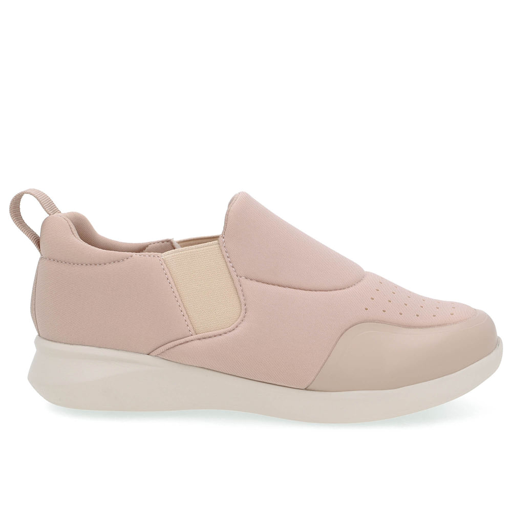 Tênis Slip On Bege Elastano Costura