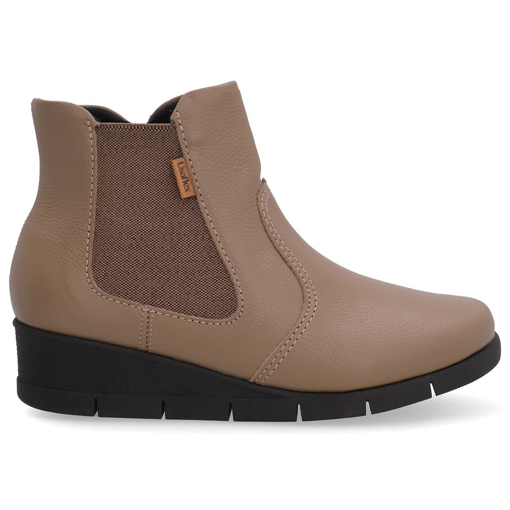 Bota Couro Marrom Elástico