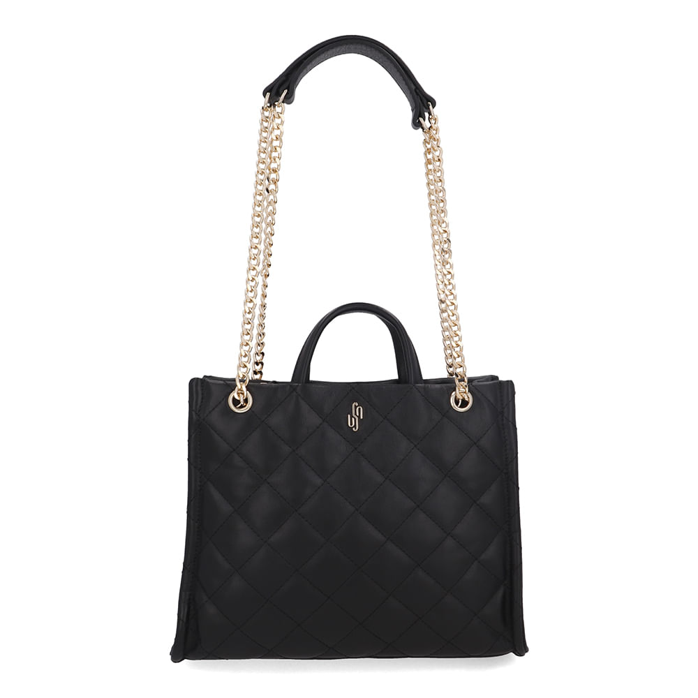Bolsa Shopper Couro Metalassê Preto