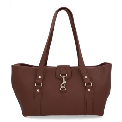 Bolsa Shopper Couro Vermelha Zíper Mosquetão