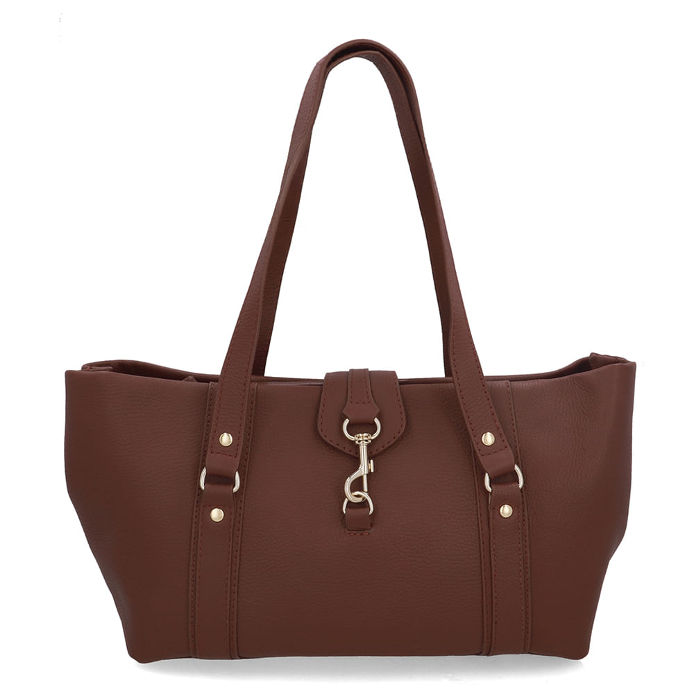 Bolsa Shopper Couro Vermelha Zíper Mosquetão