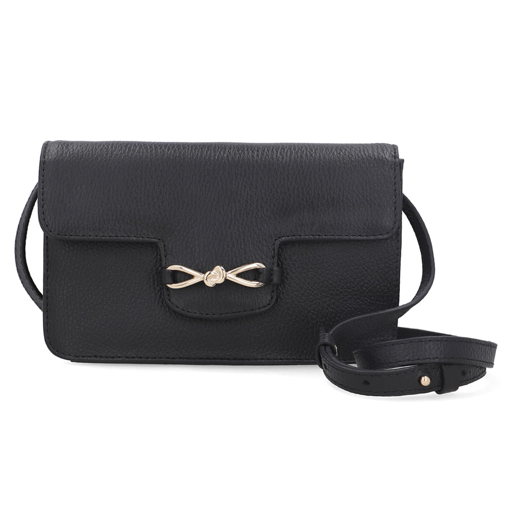 Bolsa Clutch Couro Preta Top