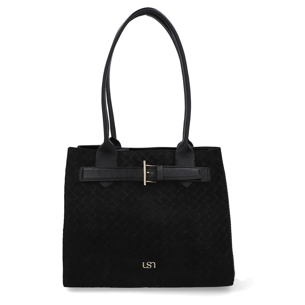 Bolsa Shopper Couro Camurça Matelassê Preta