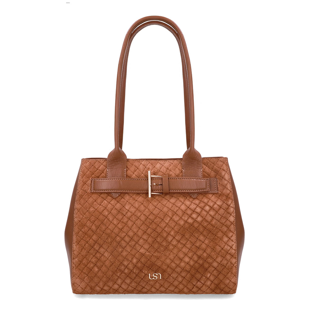 Bolsa Shopper Couro Camurça Matelassê Marrom