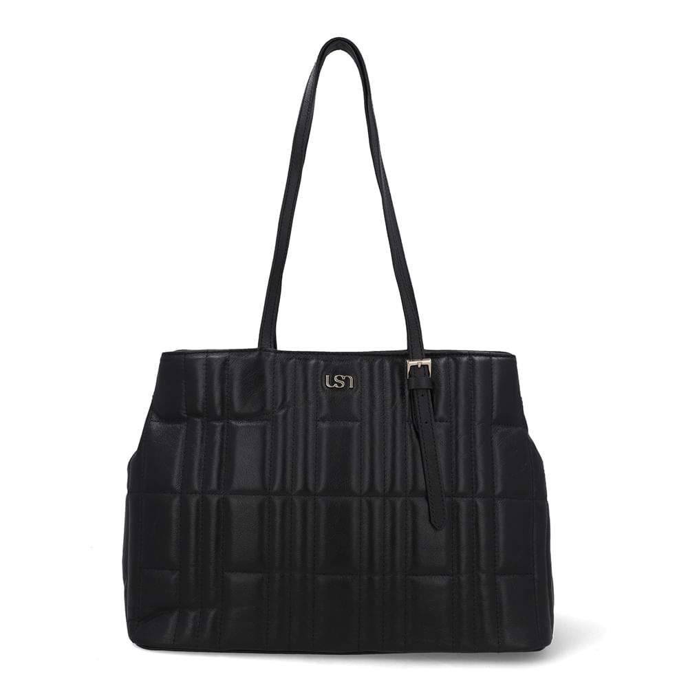 Bolsa Shopper Couro Preta Matelassê