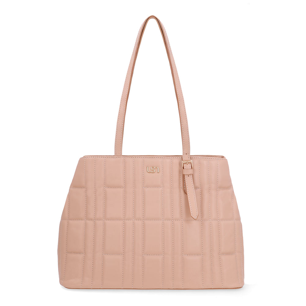 Bolsa Shopper Couro Bege Matelassê