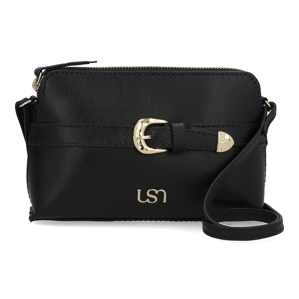 Bolsa Tiracolo Couro Preta Fivela