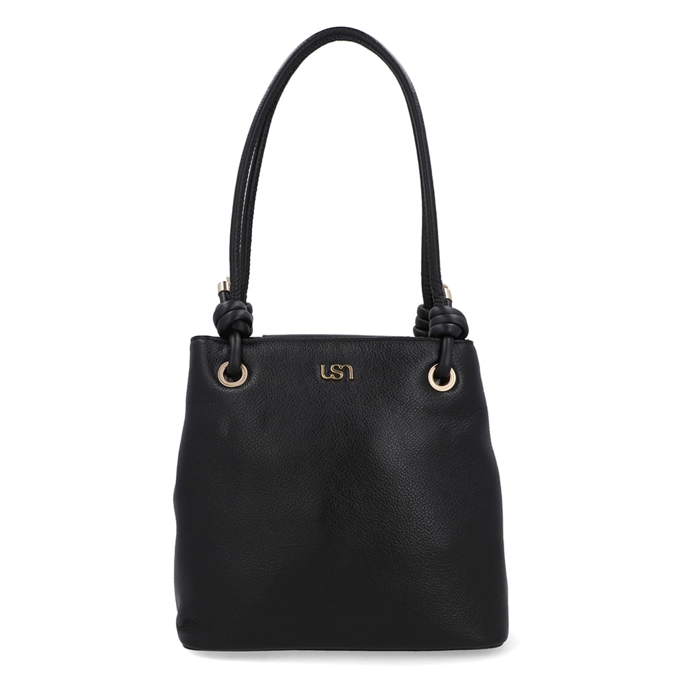 Bolsa Shopper Couro Preta Detalhe Nó