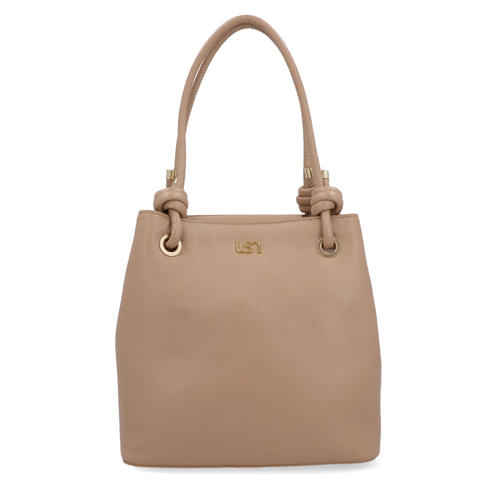 Bolsa Shopper Couro Bege Detalhe Nó