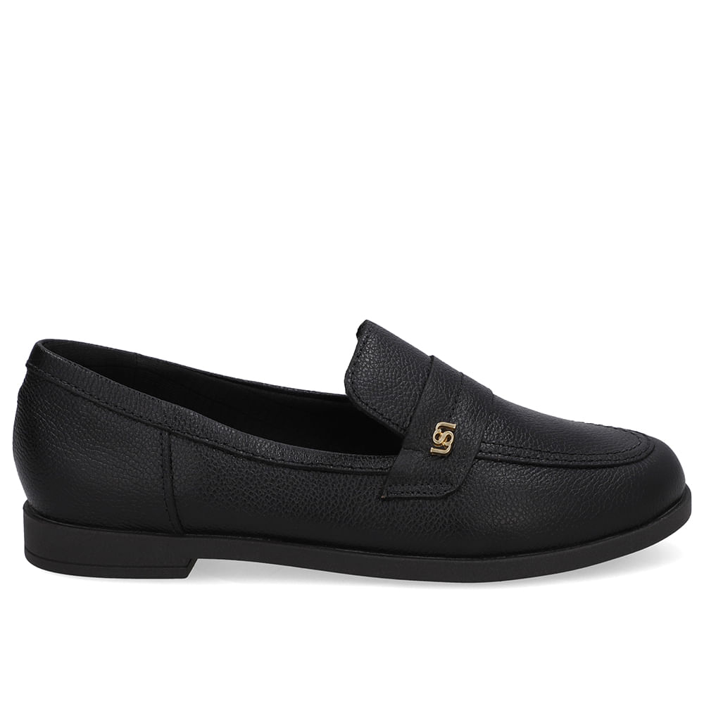Loafer Couro Marrom Tira Monograma