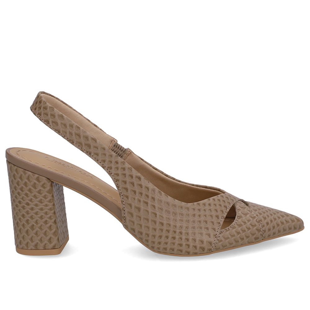 Slingback Marrom Couro Bico Fino