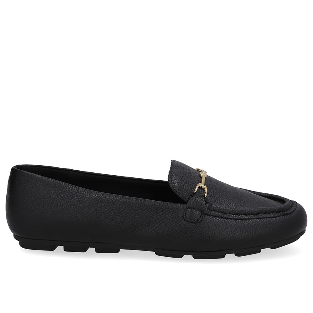Mocassim Preto Couro Bridão