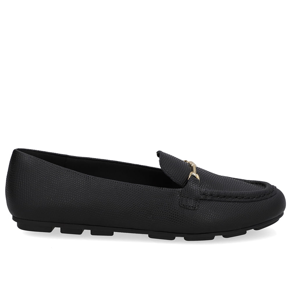 Mocassim Preto Couro Bridão