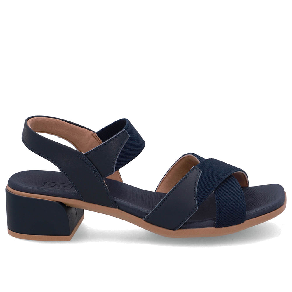 Sandália Bico Quadrado Couro Azul