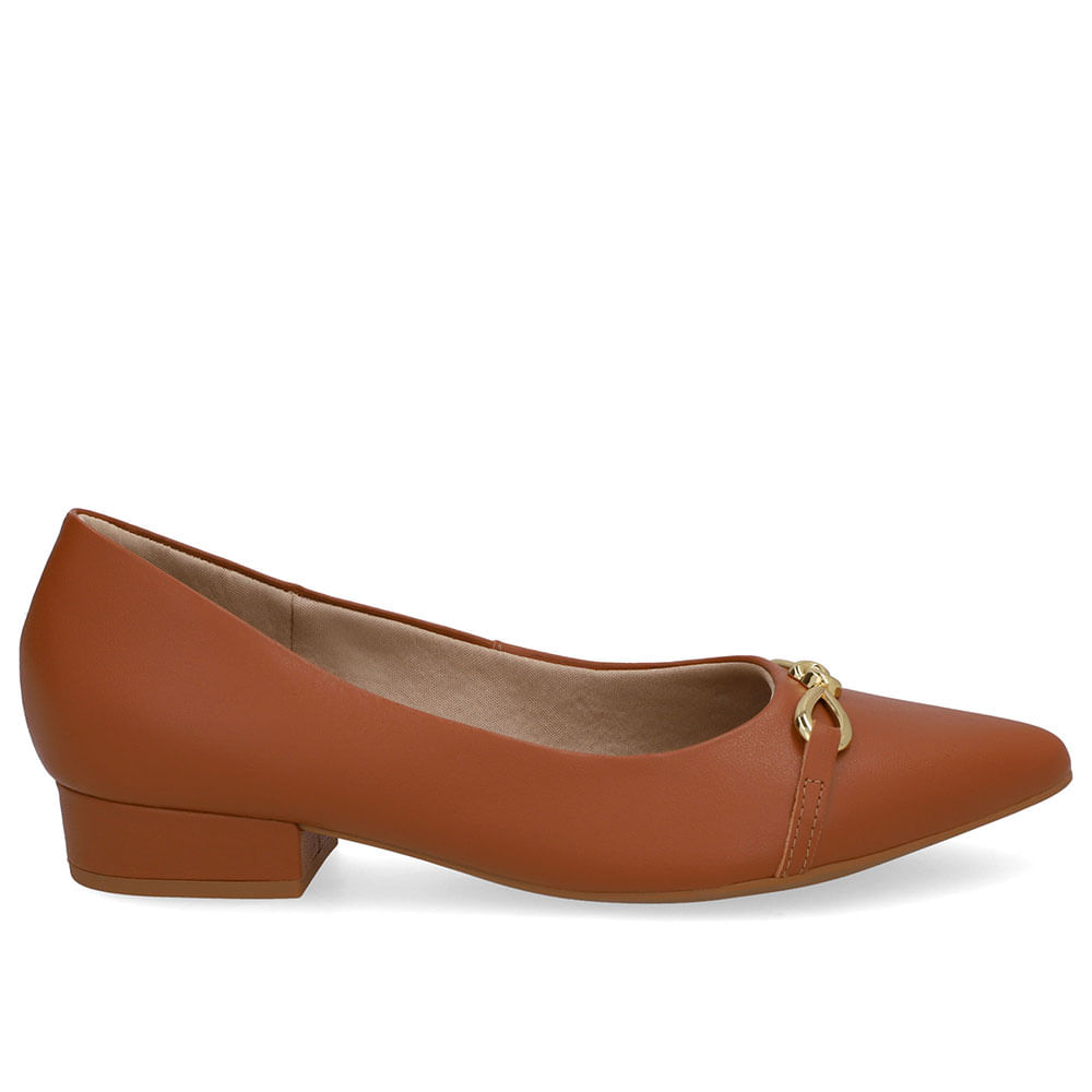 Scarpin Marrom Bico Fino Enfeite Top