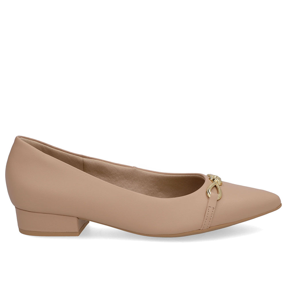 Scarpin Bege Bico Fino Enfeite Top