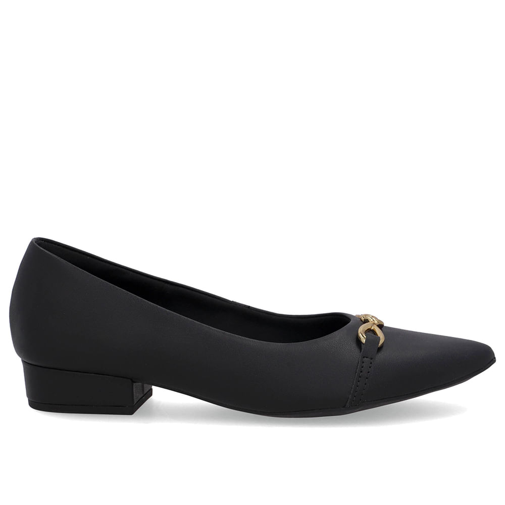 Scarpin Preto Bico Fino Enfeite Top
