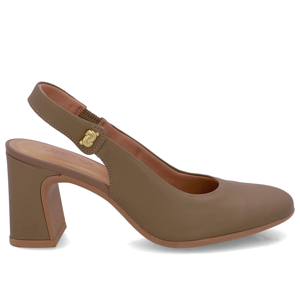 Slingback Marrom Couro Detalhe Nó