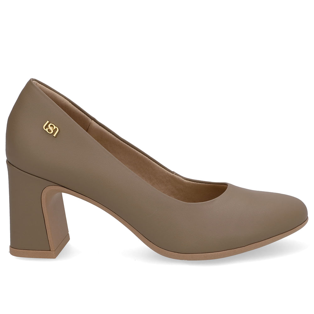 Scarpin Couro Marrom Bico Redondo