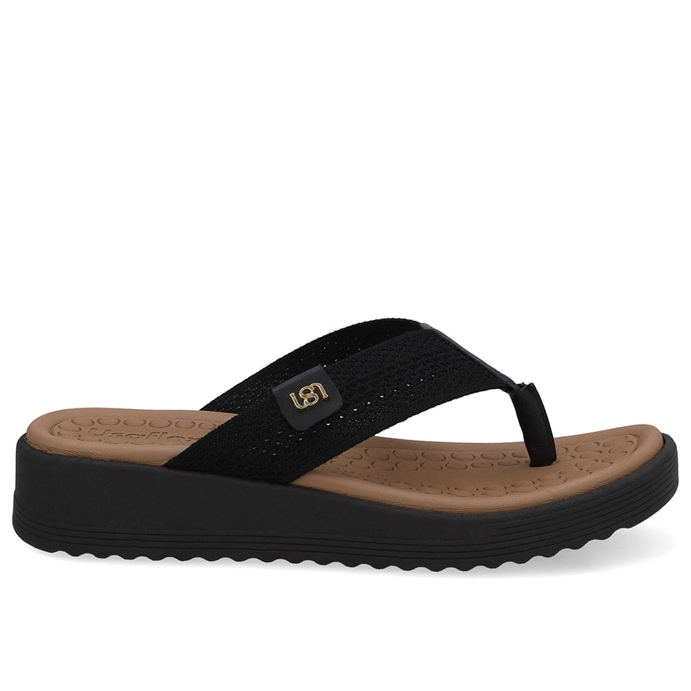 Chinelo Salto Plataforma Tricot Preto