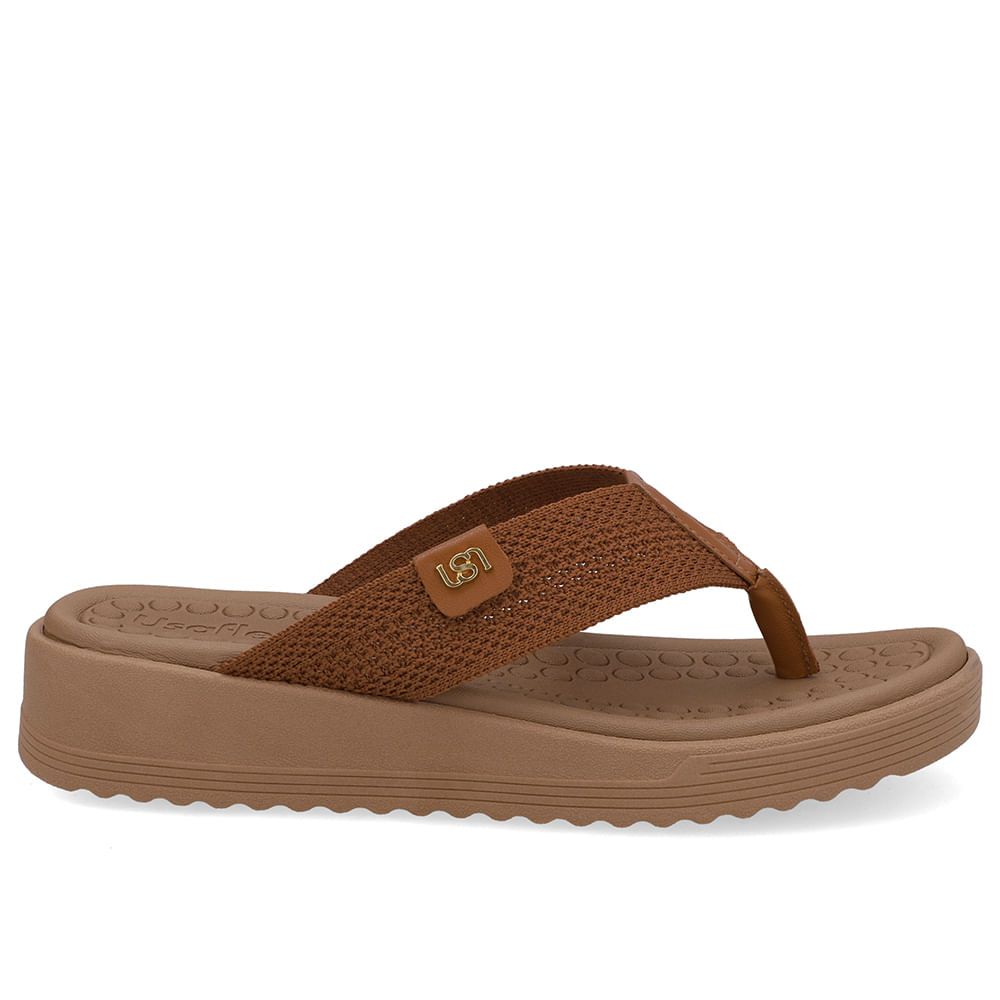 Chinelo Salto Plataforma Tricot Marrom