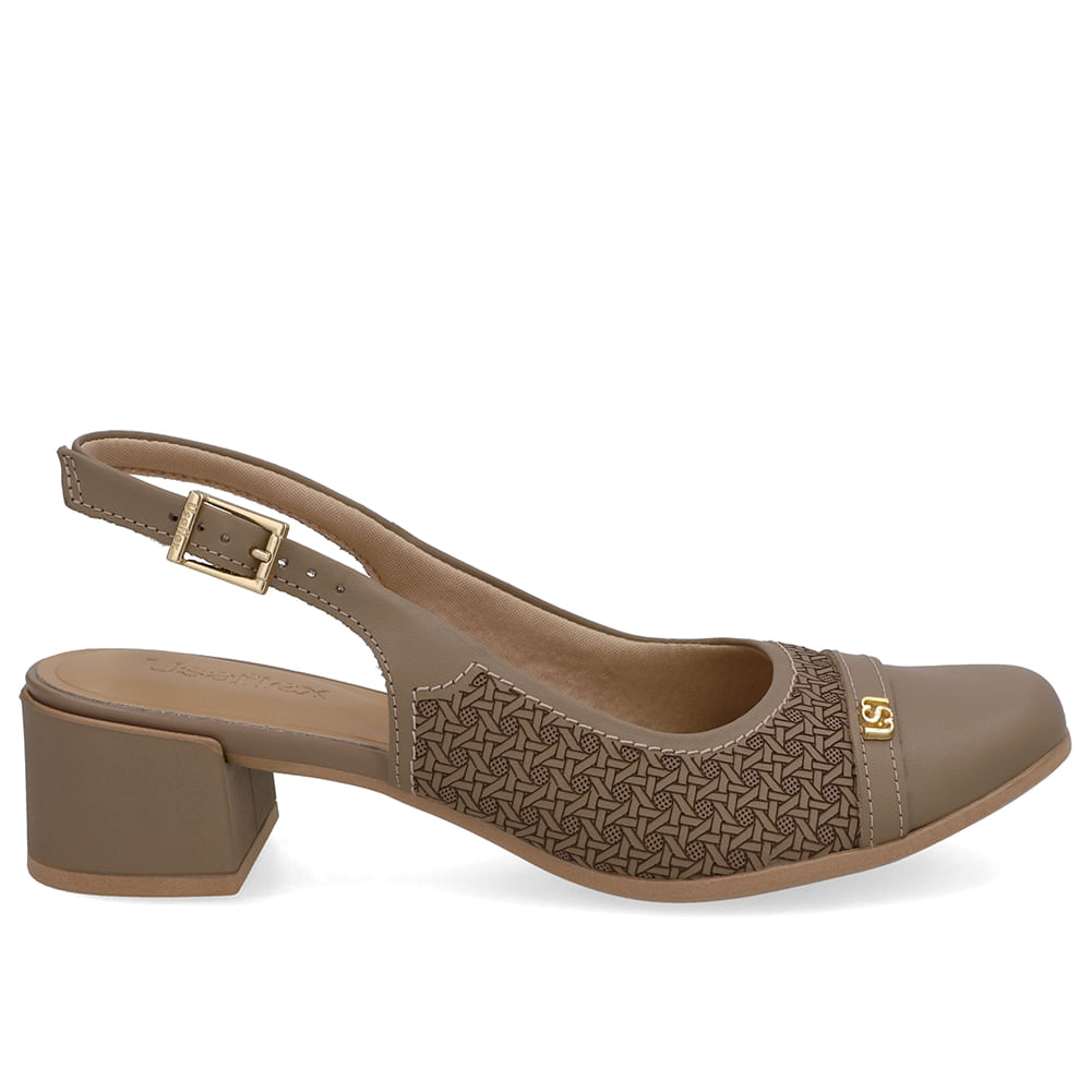 Slingback Marrom Couro Laser