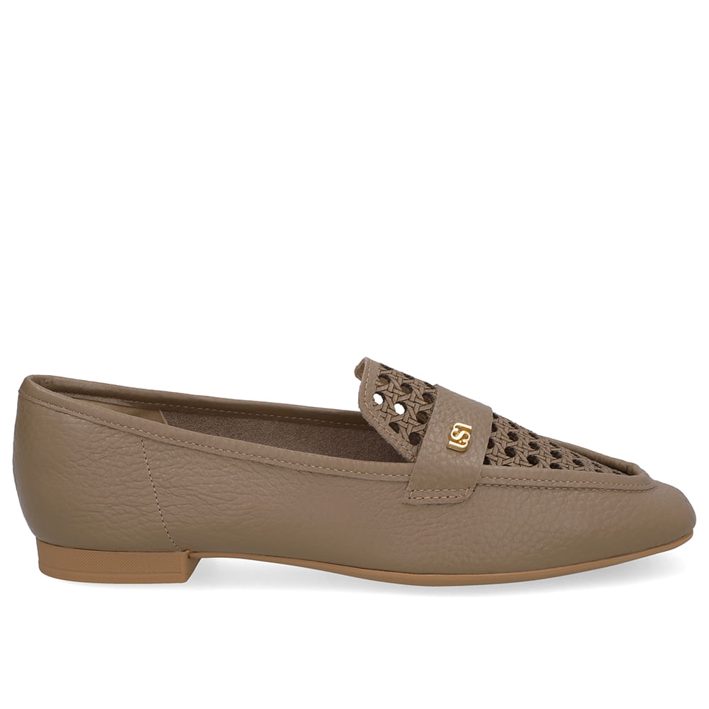 Loafer Couro Marrom Recortes Laser