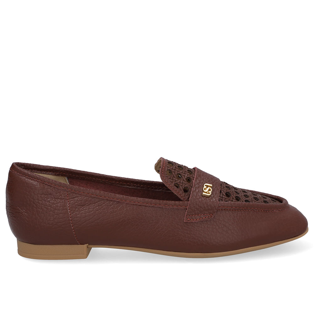 Loafer Couro Vermelho Recortes Laser
