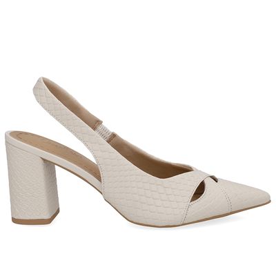 Slingback Dourado Salto Bloco Couro Enfeite - Loja Online | Usaflex