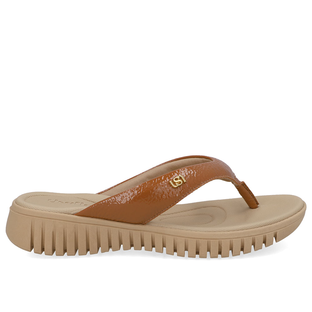 Chinelo Plataforma Couro Marrom