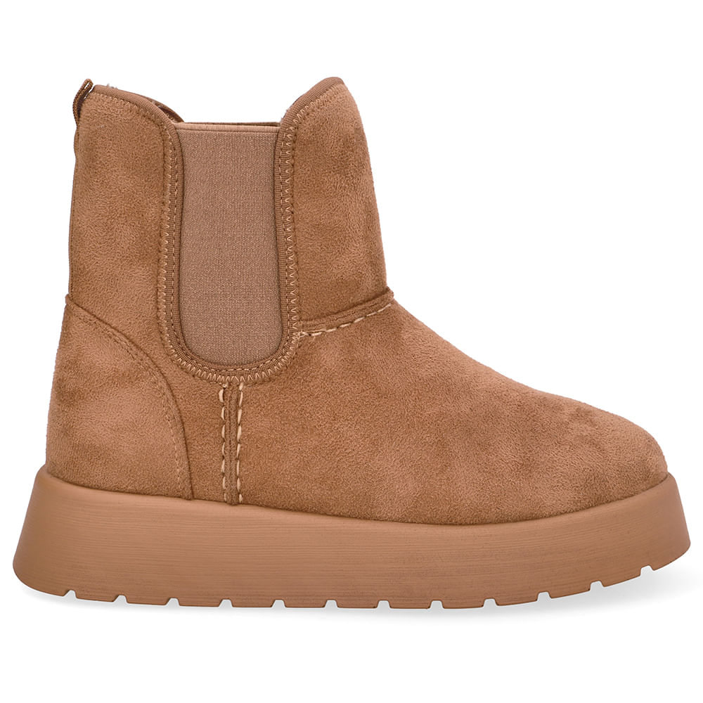Bota Poofy Tecido Marrom Forrada