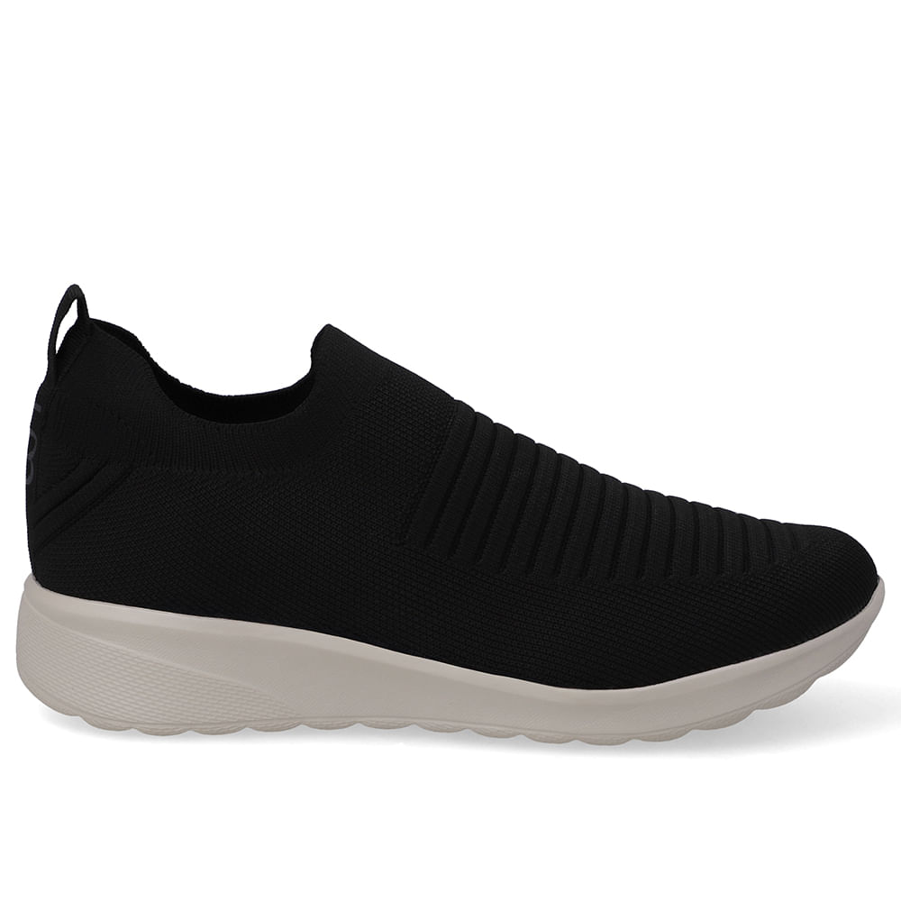 Tênis Slip On Tricot Preto Casual
