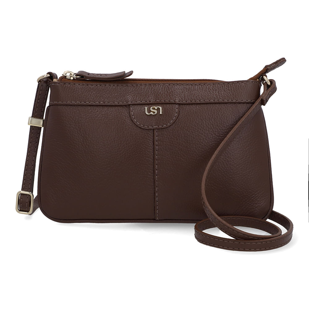 Bolsa Tiracolo Couro Marrom Costura