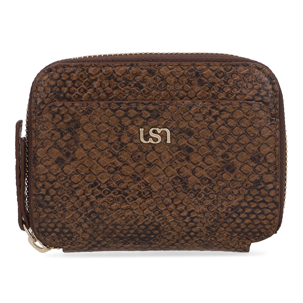 Carteira Couro Snake Marrom Bolso Frontal