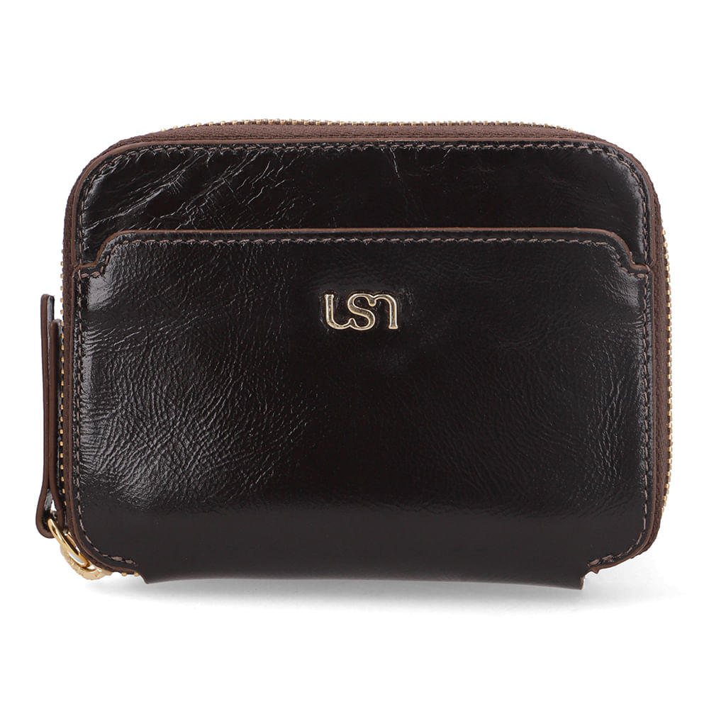 Carteira Couro Marrom Bolso Frontal